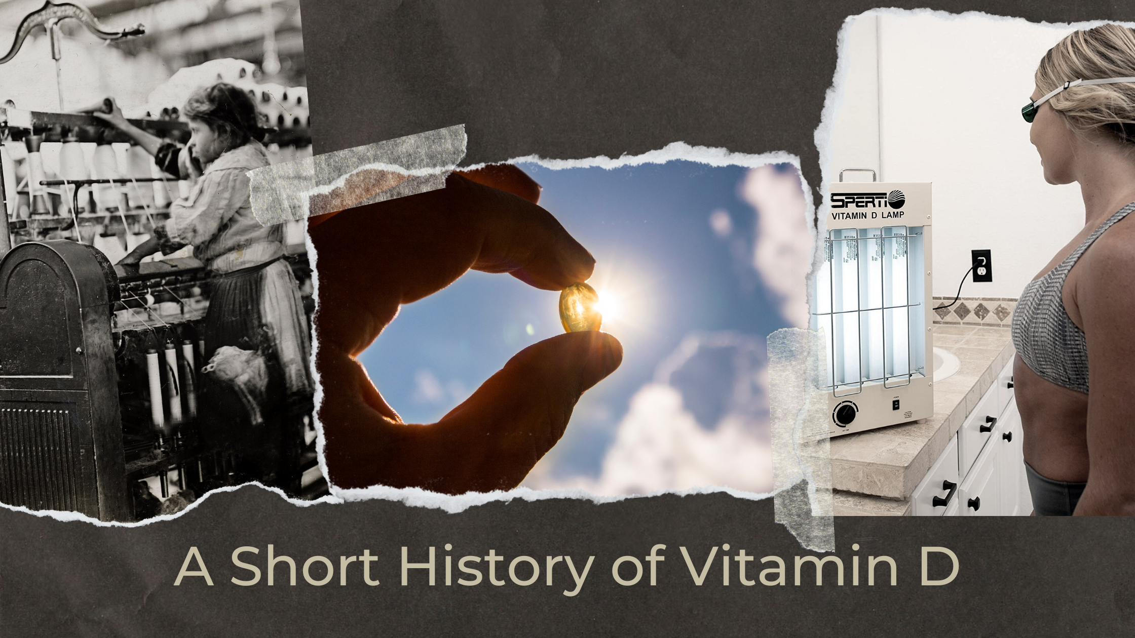 An image showing different images depicting a historical progression of vitamin d